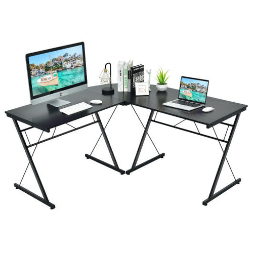 Load image into Gallery viewer, 59 Inches L-Shaped Corner Desk Computer Table for Home Office Study Workstation-Black
