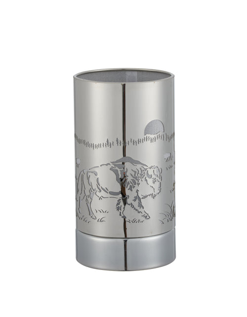Load image into Gallery viewer, 7" touch lamp-Fragrance Wax Melts Warmer -Electric Candle Essential Oil Burner-Metal Silver Bison Table Decor by Peterson Housewares &amp; Artwares
