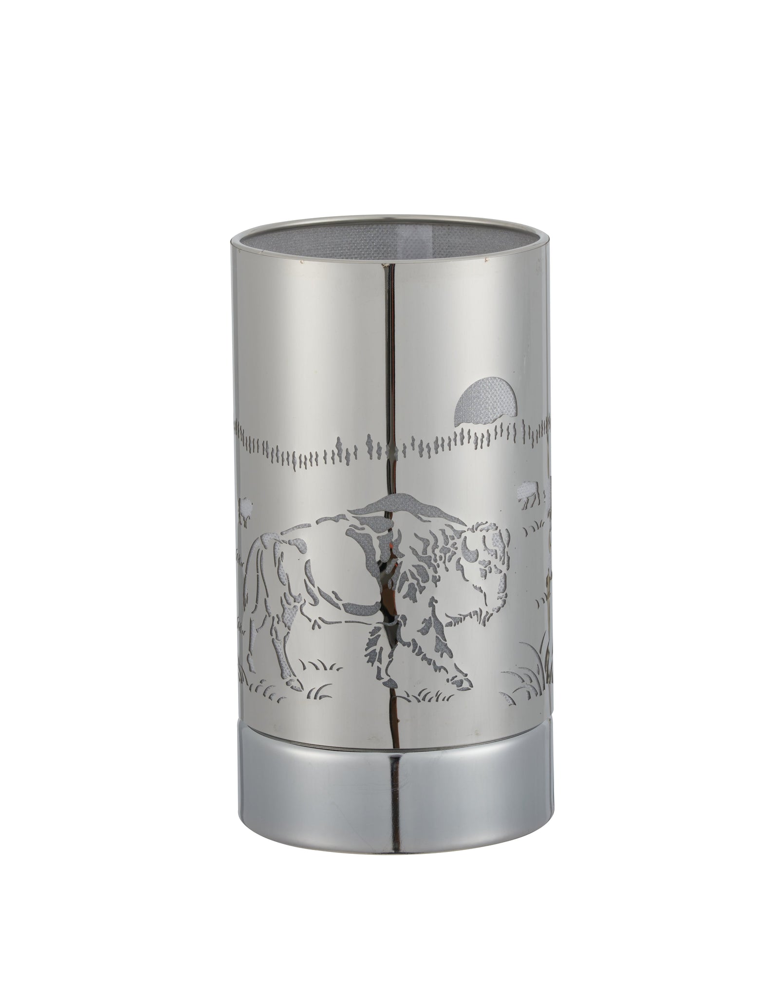7" touch lamp-Fragrance Wax Melts Warmer -Electric Candle Essential Oil Burner-Metal Silver Bison Table Decor by Peterson Housewares & Artwares