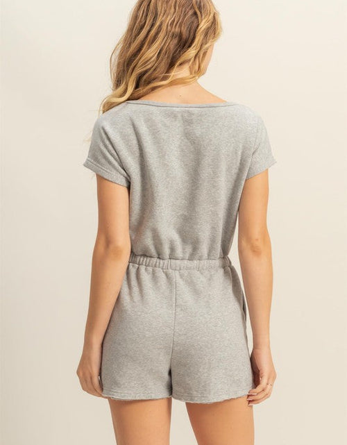 Load image into Gallery viewer, HYFVE Round Neck Short Sleeve Drawstring Waist Romper
