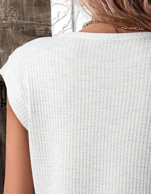 Load image into Gallery viewer, Heathered Round Neck Cap Sleeve T-Shirt
