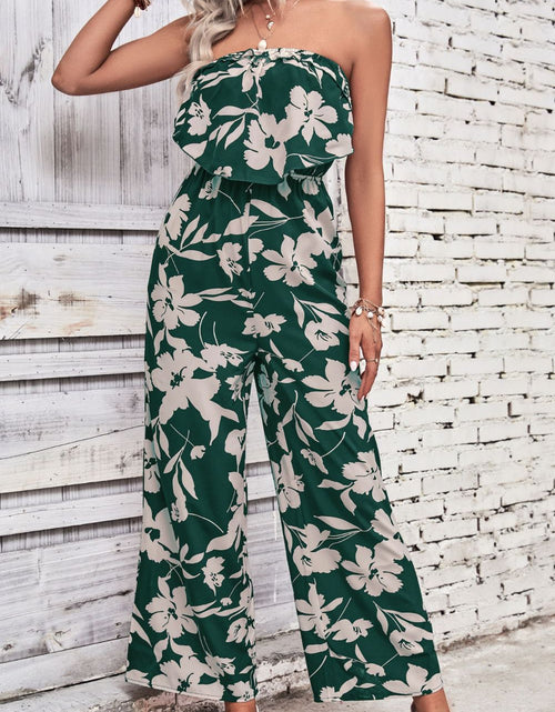 Load image into Gallery viewer, Perfee Floral Strapless Wide Leg Jumpsuit
