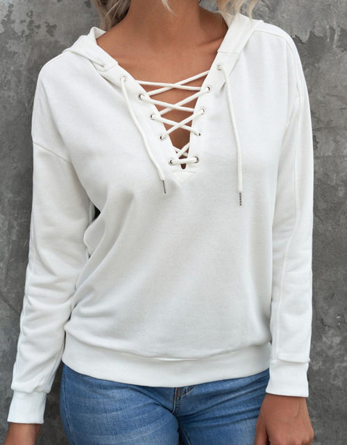 Load image into Gallery viewer, Lace Up Long Sleeve Hoodie
