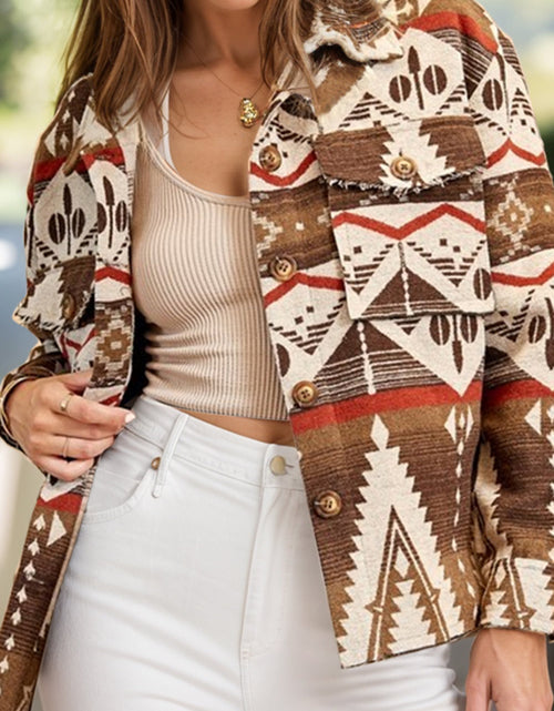Load image into Gallery viewer, Geometric Button Up Long Sleeve Jacket
