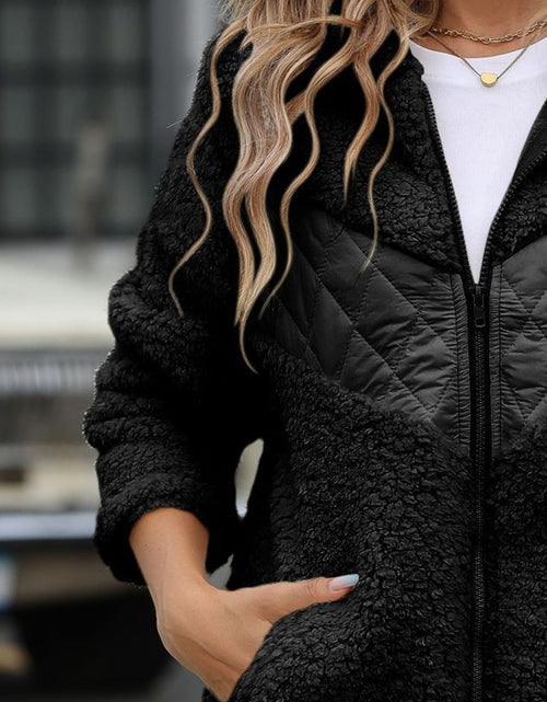 Load image into Gallery viewer, Fuzzy Zip Up Long Sleeve Hooded Jacket
