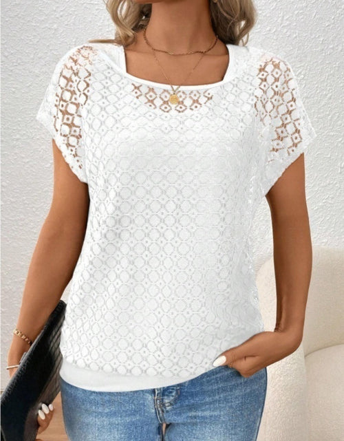 Load image into Gallery viewer, Lace Short Sleeve Fake Two Piece T-Shirt
