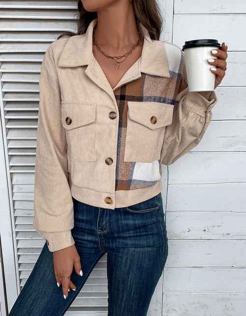 Load image into Gallery viewer, Perfee Color Block Collared Neck Button-Up Jacket
