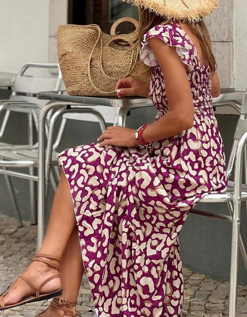 Load image into Gallery viewer, Ruffled Printed Wide Strap Dress
