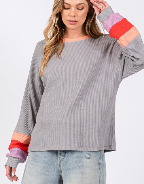 Load image into Gallery viewer, SAGE + FIG Color Block Waffle Knit T-Shirt
