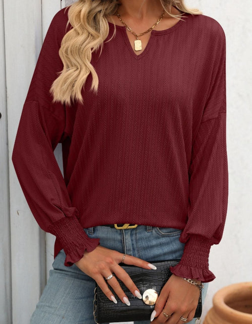Load image into Gallery viewer, Mandy Textured Notched Lantern Sleeve T-Shirt
