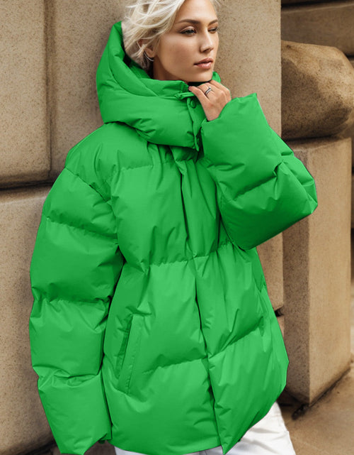 Load image into Gallery viewer, Pocketed Zip Up Hooded Puffer Jacket
