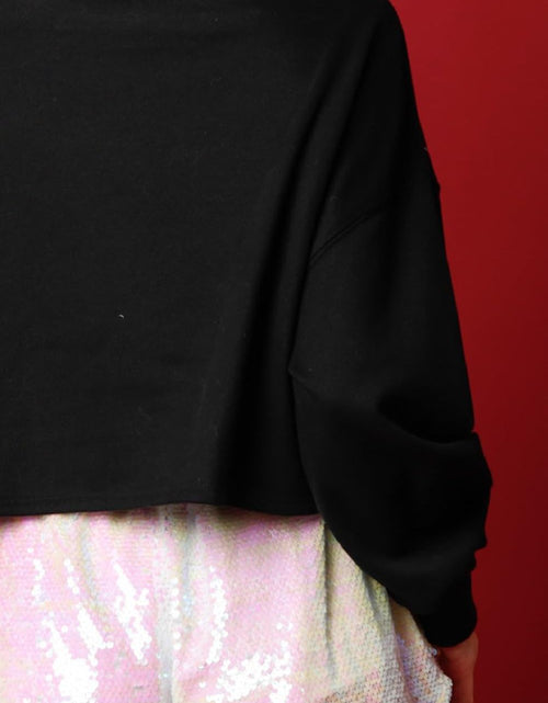 Load image into Gallery viewer, Sequin Round Neck Dropped Shoulder Sweatshirt
