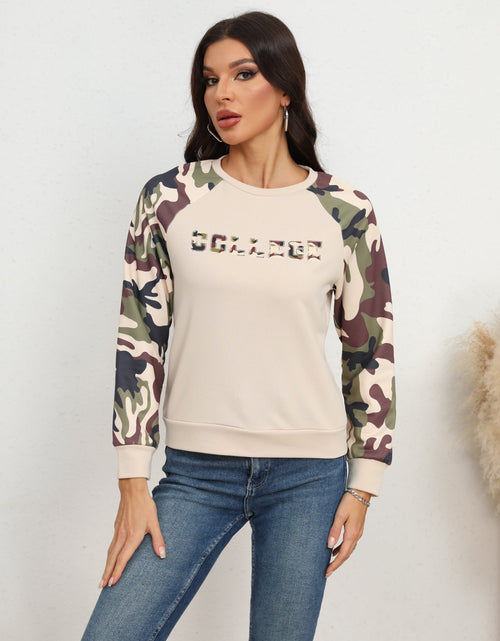 Load image into Gallery viewer, Camouflage Raglan Sleeve Sweatshirt
