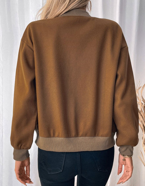 Load image into Gallery viewer, Perfee Baseball Collar Snap Down Long Sleeve Jacket
