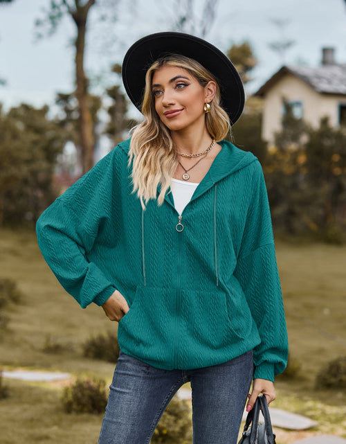 Load image into Gallery viewer, Zip Up Drawstring Long Sleeve Hooded Jacket
