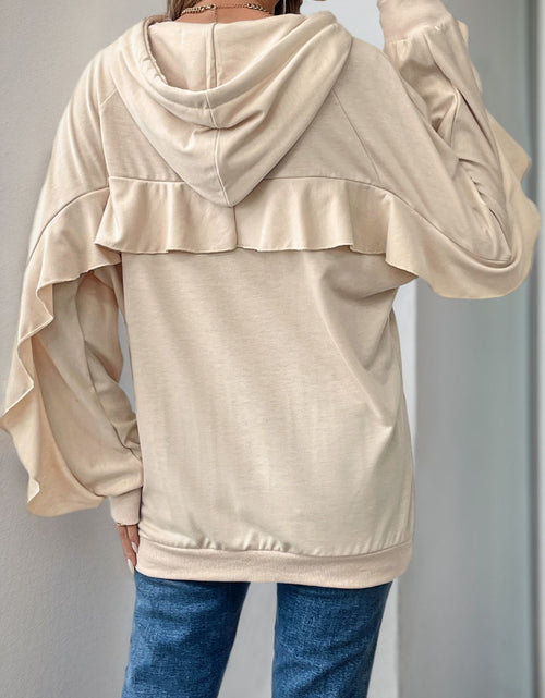 Load image into Gallery viewer, Perfee Drawstring Ruffled Long Sleeve Hoodie
