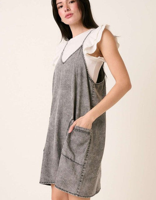 Load image into Gallery viewer, Mittoshop Washed Patch Pocket Mini Cami Denim Dress
