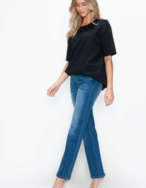 Load image into Gallery viewer, bytos Full Size Cat's Whiskers High Rise Straight Jeans
