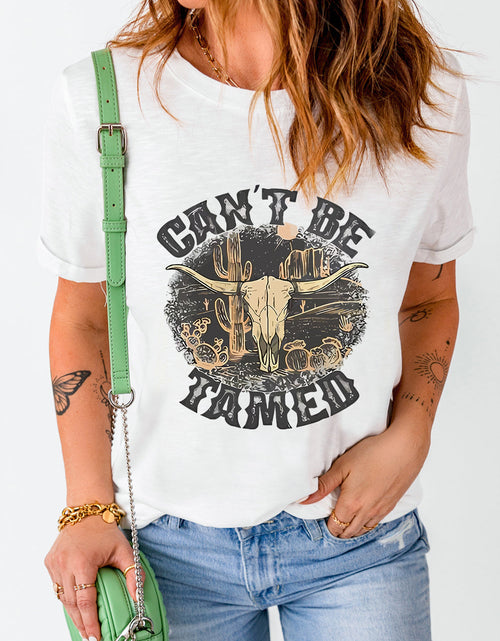 Load image into Gallery viewer, Graphic Round Neck Short Sleeve T-Shirt
