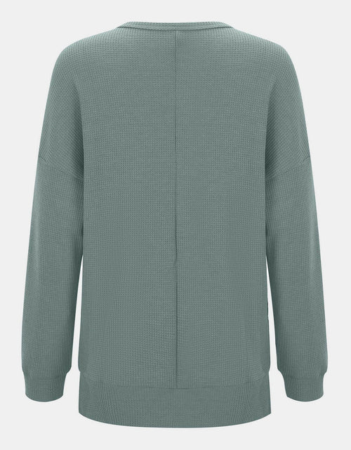 Load image into Gallery viewer, Side Slit Round Neck Long Sleeve T-Shirt
