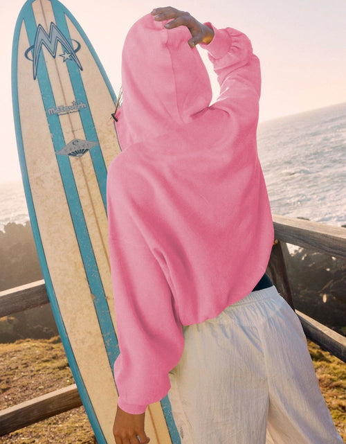 Load image into Gallery viewer, Half Zip Pocketed Dropped Shoulder Hoodie
