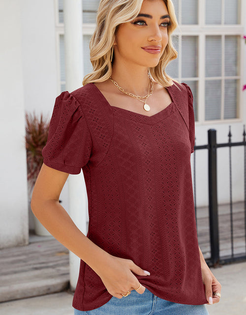 Load image into Gallery viewer, Eyelet Puff Sleeve T-Shirt
