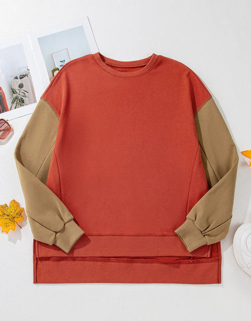 Load image into Gallery viewer, Contrast Round Neck Long Sleeve Sweatshirt
