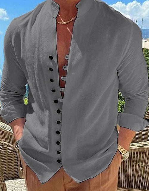 Load image into Gallery viewer, Men's Full Size Button Front Long Sleeve Shirt Plus Size
