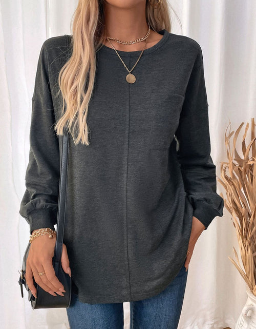 Load image into Gallery viewer, Perfee Pocketed Round Neck Long Sleeve Sweatshirt
