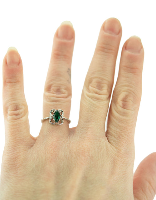 Load image into Gallery viewer, Vintage Jewelry Marquise Cut Jet Black Crystal Cocktail Ring in 18k White Gold Electroplate by PVD Vintage Jewelry
