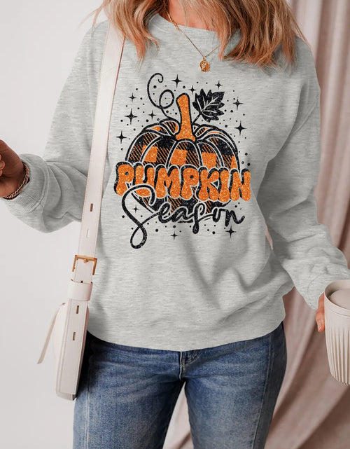 Load image into Gallery viewer, Graphic Round Neck Long Sleeve Sweatshirt
