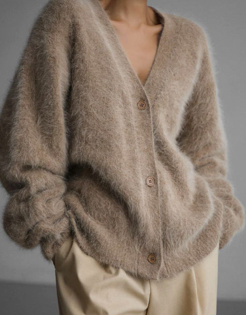 Load image into Gallery viewer, Fuzzy Button Down Long Sleeve Cardigan
