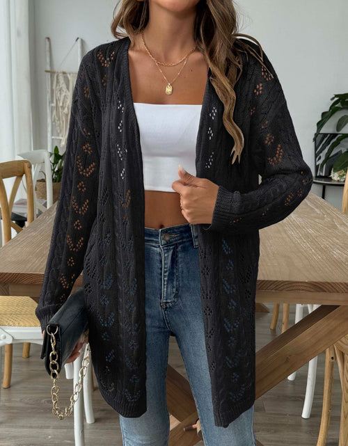 Load image into Gallery viewer, Openwork Open Front Long Sleeve Cardigan

