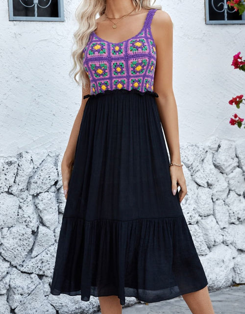 Load image into Gallery viewer, Openwork Wide Strap Midi Dress
