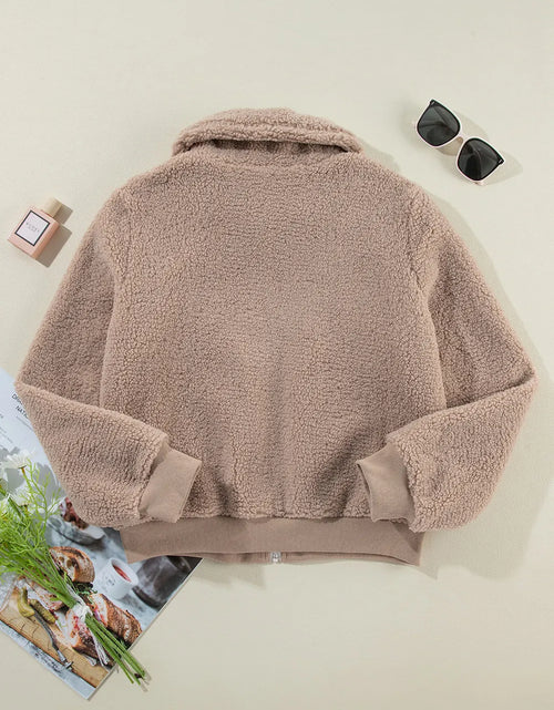 Load image into Gallery viewer, Zip Up Long Sleeve Plush Jacket
