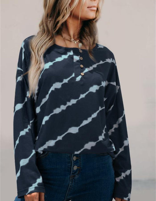 Load image into Gallery viewer, Striped Round Neck Long Sleeve T-Shirt
