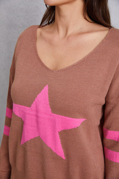 Load image into Gallery viewer, Star Scoop Neck Dropped Shoulder T-Shirt
