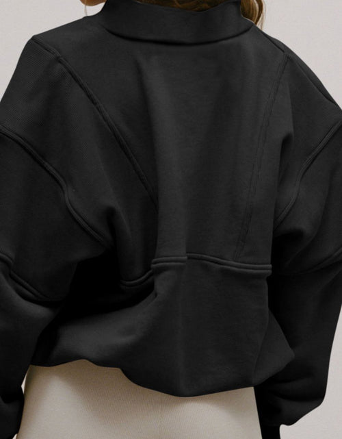Load image into Gallery viewer, Half Zip Drop Shoulder Long Sleeve Sweatshirt

