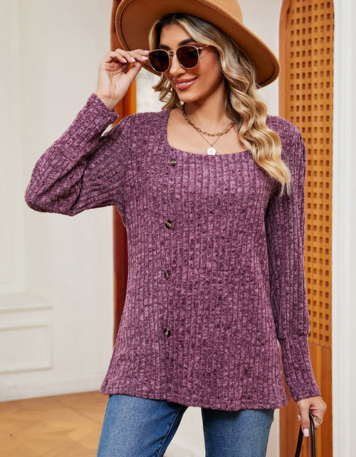 Load image into Gallery viewer, Decorative Button Square Neck T-Shirt
