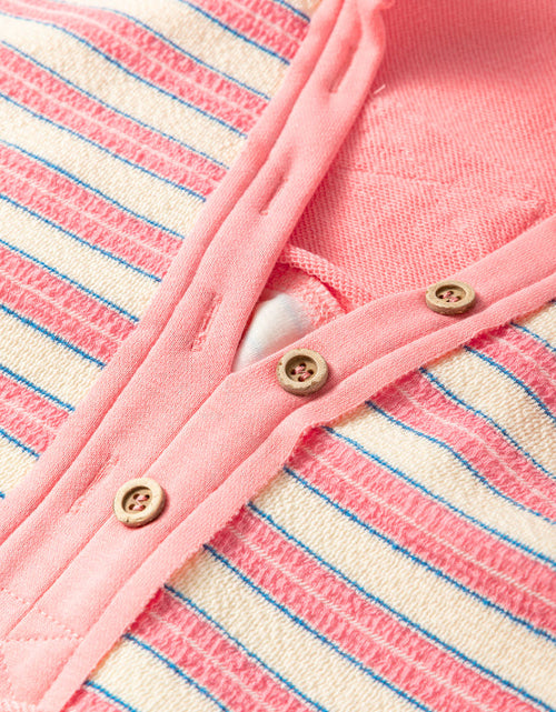 Load image into Gallery viewer, Striped Johnny Collar Long Sleeve Sweatshirt
