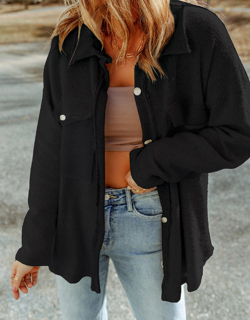 Load image into Gallery viewer, Pocketed Button Up Droppped Shoulder Jacket
