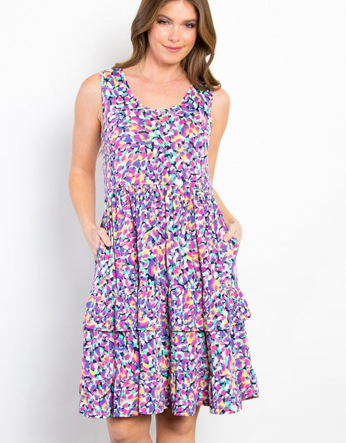 Load image into Gallery viewer, Be Stage Full Size Print Wrinkle Free Ruffled Dress
