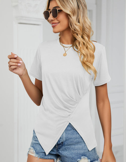 Load image into Gallery viewer, Ruched Round Neck Short Sleeve T-Shirt
