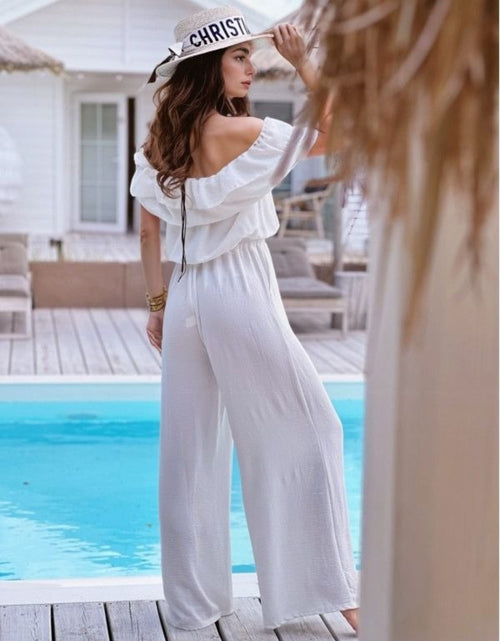 Load image into Gallery viewer, Ruffled Off  Shoulder Wide Leg Jumpsuit
