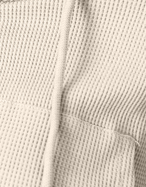 Load image into Gallery viewer, Waffle-Knit Drawstring Zip Up Hoodie
