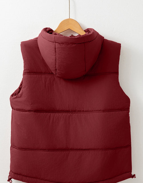 Load image into Gallery viewer, Drawstring Zip Up Hooded Vest Coat
