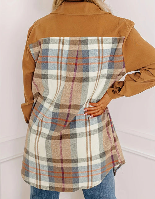 Load image into Gallery viewer, Plaid Collared Neck Long Sleeve Jacket
