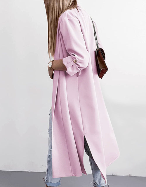 Load image into Gallery viewer, Slit Open Front Roll-Tab Sleeve Trench Coat
