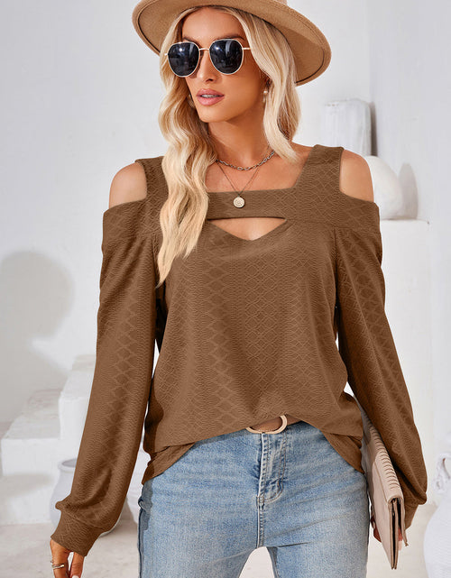 Load image into Gallery viewer, Cutout Square Neck Cold Shoulder T-Shirt
