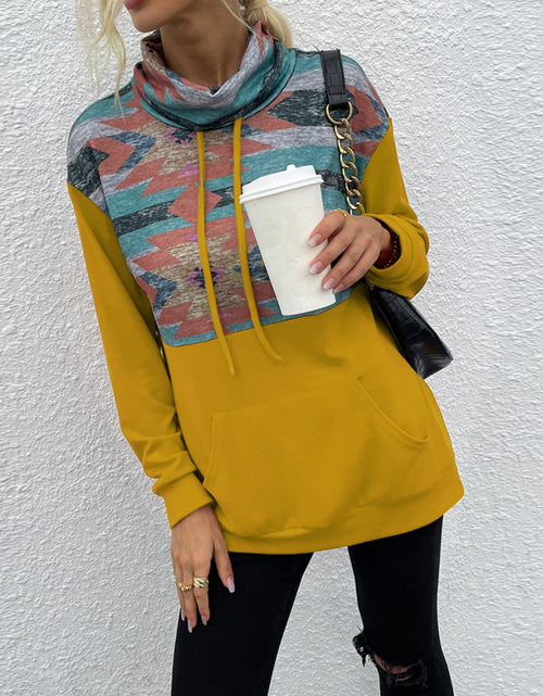 Load image into Gallery viewer, Shiny Geometric Drawstring Long-Sleeve Sweatshirt
